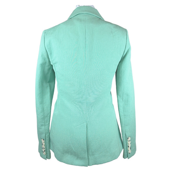 Veronica Beard Blazer Agate Green Emsley Cotton Linen Double Breasted Jacket US6 - Picture 6 of 11